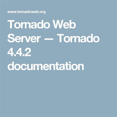 tornado web server doc